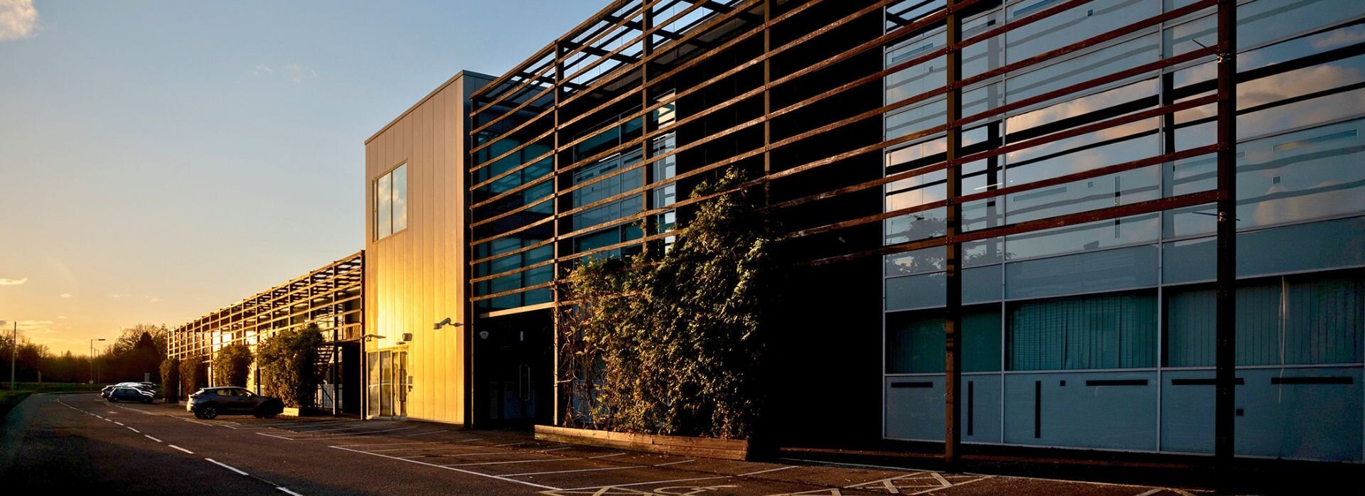 Swindon building bathed in sunlight